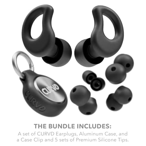 CURVD Everyday Earplugs + Case Clip Bundle, The Perfect earplug for Sleep, Travel, Noise Sensitivity/canceling + Case Clip Package Portable Waterproof Container & Silicone Sleeve for Ear Plugs(Black) — view 4