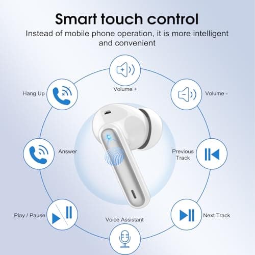 Csasan Wireless Earbuds, Bluetooth 5.3 Headphones In Ear with 4 ENC Noise Cancelling Mic, 2026 Mini Deep Bass Stereo Ear Buds, 40H Playtime Bluetooth Earphones, IP7 Waterproof Earbuds, Light Gray — view 6