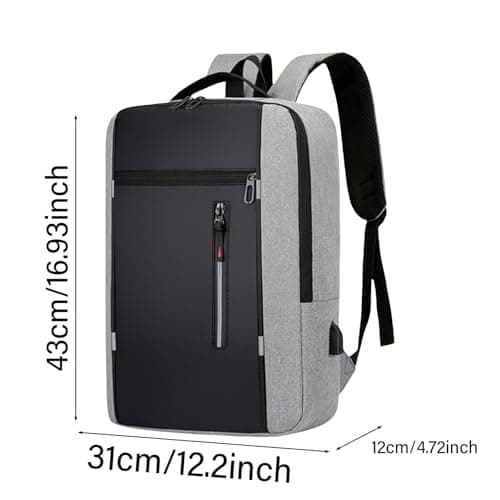 Unisex Women Men USB Charging Backpack Business Laptop Rucksack for Work Travel Commute Waterproof Slim Bag with External Charger Port Ergonomic Practical Carry Option for Adult Office Daily Use — view 6