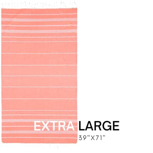 BAY LAUREL Turkish Beach Towel with Travel Bag 39 x 71 Quick Dry Sand Free Lightweight Large Oversized Towels Light (Orange with Yellow Bag) — view 3
