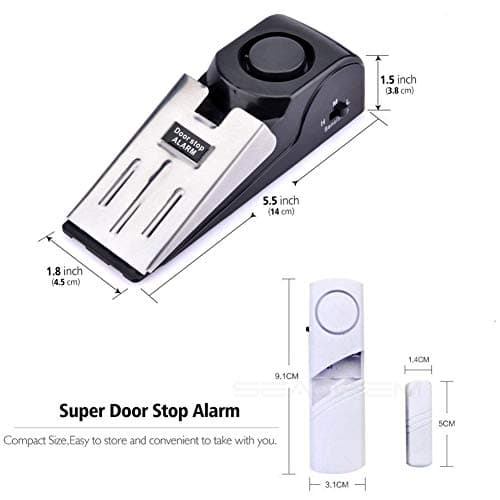 Wireless Security Alarm System and Door Stop Alarm, Portable Door Stopper with 120 dB Security Alarm, 90dB Door Window Burglar Alarm Doorbell, Personal Safety Kits for Home Travel Hotel Garage (3) — view 3