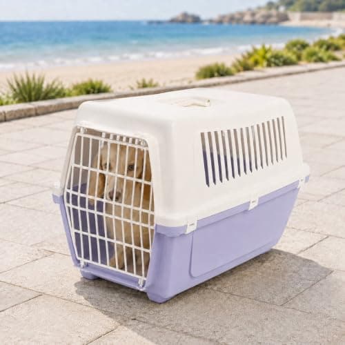 URBNLIVING Plastic Pet Carrier Dog Cat Travel Crate (Purple-Medium) — view 2