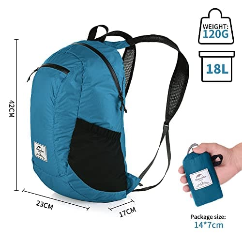 Naturehike Ultralight Foldable Waterproof Backpack by 30D Nylon Fabric Dry Bag for Hiking Camping Outdoor Travel Lake Blue — view 5