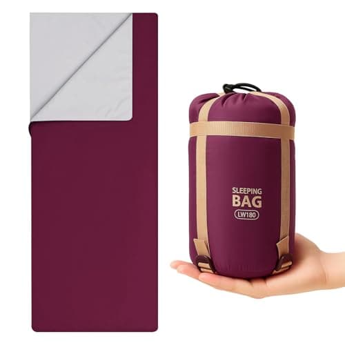 M.J COMFY-LIFE Lightweight Rectangular Sleeping Bag 190cm Envelope Sleeping Bag, Ultralight Camping Bag with Two-Way Zipper (Purple)
