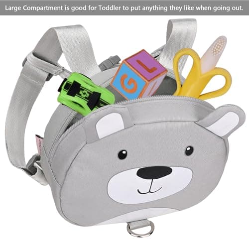 Bebamour Toddler Backpack with Reins, Animal Safety Harness Backpack for Boys & Girls, Mini Anti-Lost Walking Backpack with Detachable Leash for Travel, Nursery & Outdoor Use, Grey Bear — view 4