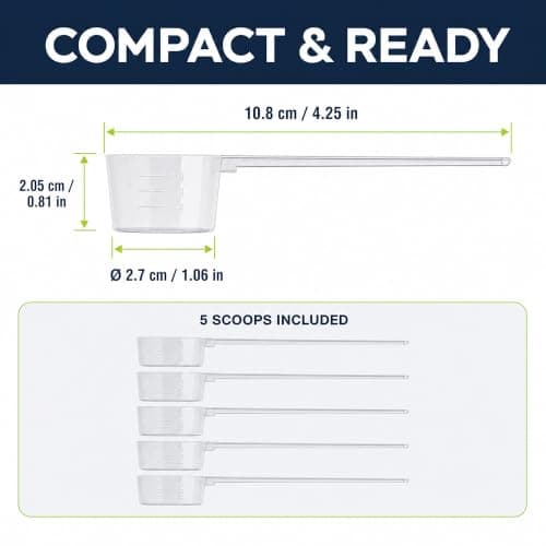 5g Measuring Scoop Set for Protein Powder, 5 Pack Plastic Spoons — view 2