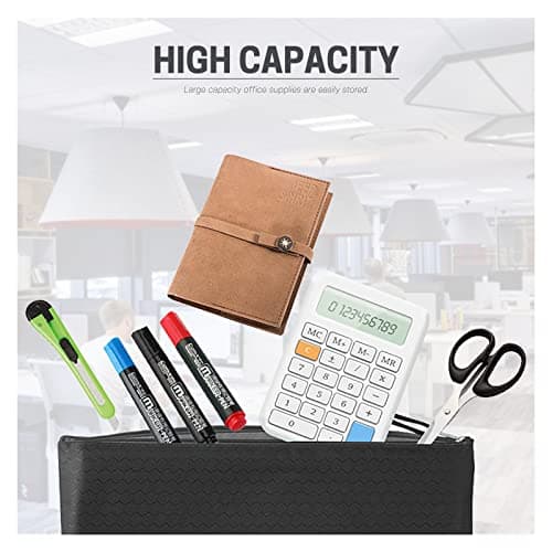 Bailinks A4 Size File Bags with Zipper,5PCS Black File Folders Waterproof Canvas Document Storage Pouch for School Business Office Stationery Document, Magazine,Travel Accessories Organizer — view 5