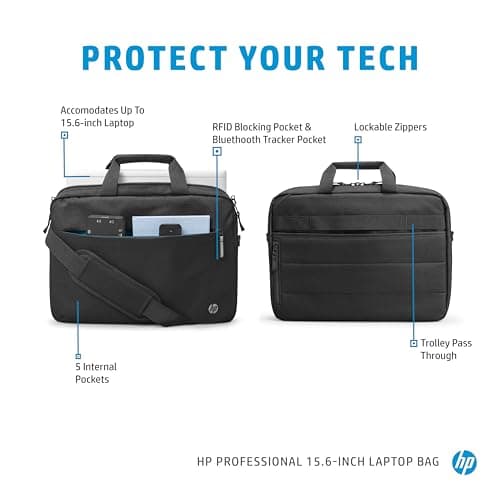 HP Professional 15.6 inch (39 cm) TopLoad Briefcase Messenger Bag for Laptop/Chromebook/Mac, RFID, Suitcase Pass-Through - Grey — view 6