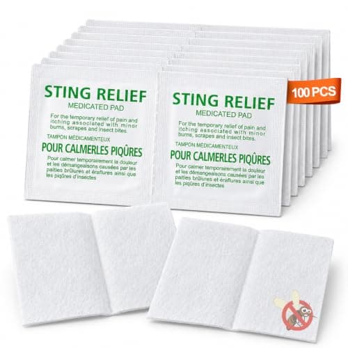 Insect Bite Relief Wipes, Mosquito Repellent & Bite Care Pads for Outdoor Activities, Bug Itch Relief Wet Insect Towelettes for Travel and Daily Use, Easy Application, Portable Sheets, 100 Count