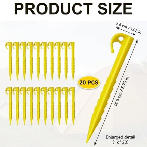 20-Pack Heavy Duty Tent Pegs, Spiral Screw-In Camping Pegs for Windy Ground, Plastic Garden Pegs for Ground Anchoring, Awning Pegs for Tents & Outdoor Setup — view 2