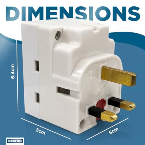 STATUS 3 Way Multi Plug Adapter, UK 3 Pin Multi Plug Adaptor, Individually Switched Fuse, 3WAISB110 — view 5