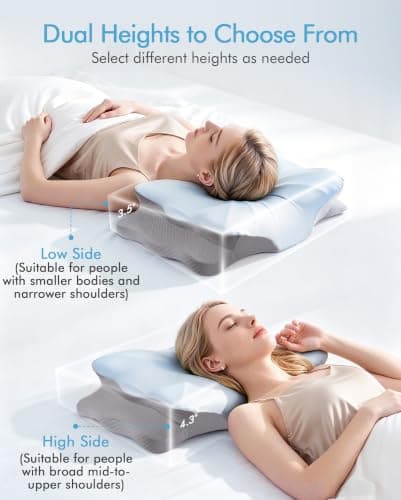 Cervical Pillow for Neck Pain Relief - Ergonomic Memory Foam Pillows for Sleeping Deep Sleep Apnea Contour Pillow for Neck & Shoulder Support Side Back Stomach Sleepers Rest Pain Relief Orthopedic — view 4