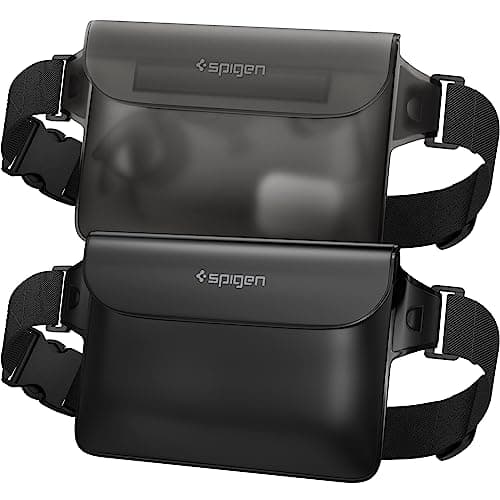 Spigen [2 Pack] Aqua Shield Waterproof Dry Bag, [Quad Seal Tech] [Non-Toxic TPU Material] IPX8 Waterproof Bags with Adjustable Waist Strap - Black
