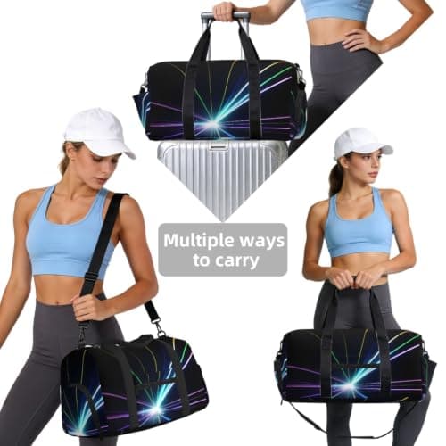 Laser Light Print Handheld Sports Luggage Unisex Crossbody Bag Travel Fitness Workout Weekend Trips — view 4