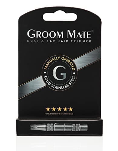 Groom Mate Platinum Manual Nose & Ear Hair Trimmer - XL Professional Stainless Steel Manual Nose & Ear Hair Trimmer for Men, Battery Free Hand Powered Rotary Blade Grooming Tool, Silver — view 4
