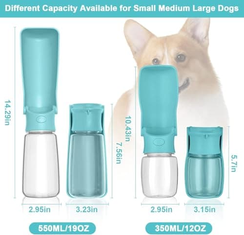 Canareen Foldable Travel Dog Water Bottle for Dog Cat Outdoor(550ml,Green) — view 2