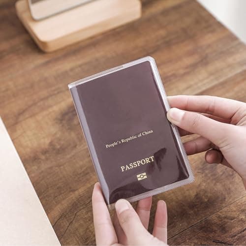 SINJAETRQ Pack of 8 | UK Passport Covers Transparent, Waterproof PVC Passport Holders, Anti-Scratch Frosted Protective Cases with Card Slots for Travel, Family Passport Organizer — view 5