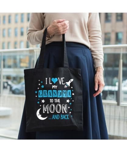 Hippowarehouse I Love My Grandma to the Moon and Back (Blue) Tote Shopping Gym Beach Bag 42cm x38cm, 10 litres — view 2