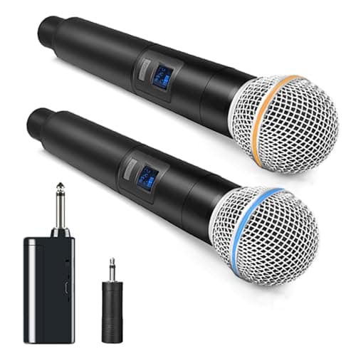 Professional-Grade Handheld Wireless Microphone System with Rechargeable Receiver & 3.5mm Output - Fixed Frequency Operation，for DJ Performances, Church Events, and Karaoke - 200ft Wireless Range