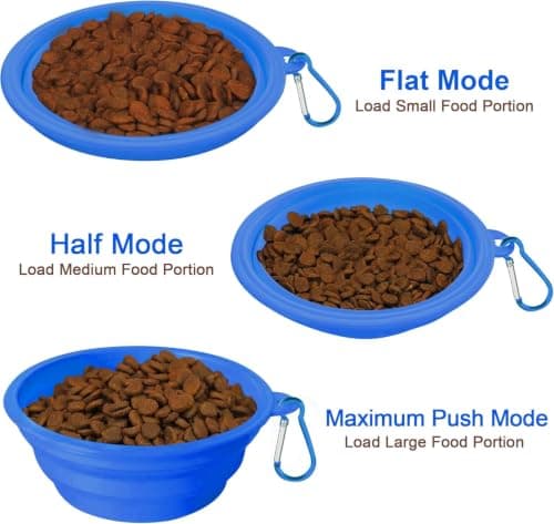 Collapsible Dog Bowls 2 Pks, Portable Silicone Dog Travel Bowls with Carabiner Clips, Foldable Food & Water Bowl for Dogs & Cats, Adjustable Pet Feeding Dish for Walking, Hiking, Camping & Travel — view 4