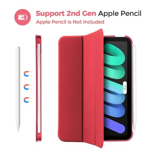 ProCase Smart Case for iPad Mini 7 (A17 Pro 2024)/ Mini 6 2021 8.3 Inch, Hard Back Cover for iPad Mini 7th/6th Generation A2995/A2996/A2993/A2567/A2568/A2569 -Red — view 4