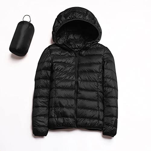 Womens Winter Lightweight Puffer Jacket with Hood Warm Short Packable Women Quilted Jacket Transitional Padded Down Jacket for Ladies Lined for Hiking Travel Plus Size Thin Jacket Down Black — view 4