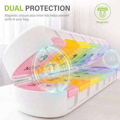 mossime Weekly Pill Organiser 2 Times a Day with Magnetic Closure, Rainbow — view 4
