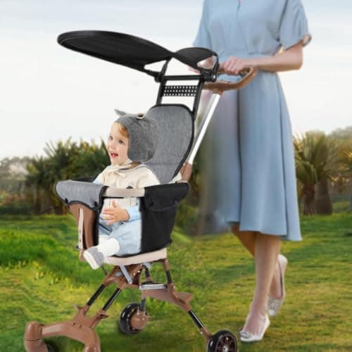Portable Travel Stroller - Lightweight, Foldable Design with Bi-Directional Seat | Compact Aluminium Stroller for Airplane Storage and Outdoor Adventures — view 2