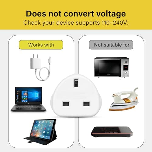 DID UK to USA Travel Adaptor, 13A 250V Plug Converter, UK 3 Pin to USA 2+1 Pin Socket, CA, Mexico, Japan, Power Adapter for Phone, Charger, Travel Use Type B (earthed) — view 5