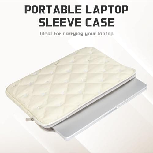 HEDUGO 13 inch Laptop Sleeve Bag Portable Laptop Case Soft Lining Carrying Case Padded Computer Pouch Cover Compatible with Macbook Air 13.6 Inch M4 M3 M2 2025-2022,Beige — view 2