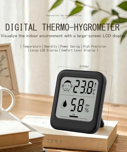 Digital Hygrometer Baby Room Thermometer Indoor Reptile(1 Pack Black AAA — view 2