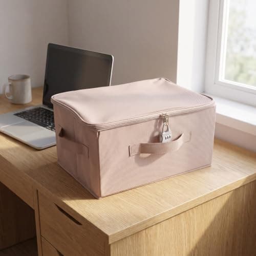 Lockable Nonwoven with Storage Pink Medium, Zipper Bag Cover Organizer — view 5