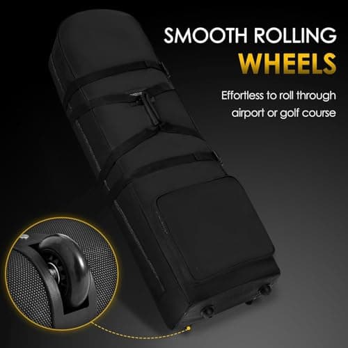 PERFBAGS Golf Travel Bags with Wheels, 1200D Heavy Duty Oxford Wear-Resistant with Extra Storage Bag, Lightweight & Portable Golf Club Travel Cover for Airlines Easy Storage，Black：Handle — view 6