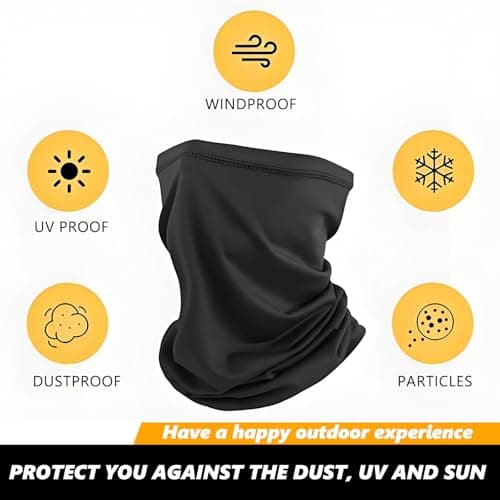 3 Pack Bandana Neck Warmer Ski Snood for Men & Women,Multifunctional Headwear Face Mask,Elastic Windproof Neck Gaiters Headband Snood UV Resistant Ski Mask Black for Outdoors Sports Cycling Hiking — view 3