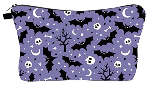FAVORTALK Travel Makeup Bag, Cosmetic Travel Bag,Water-Proof Polyester Make Up Bag with Hallowmas Element, Portable Toiletry Bags for Women Girls -B1196