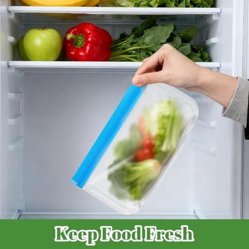 QFGasre Reusable Freezer Bags, 10 Pcs Silicone Food Storage Snack Bags — view 4