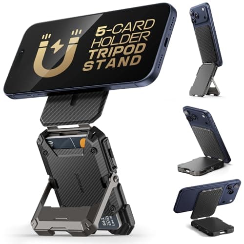 SUPCASE for MagSafe Wallet with Adjustable Stand, Hold 5 Cards, Carbon