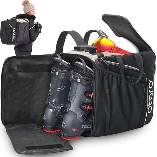 Otaro Ski Boot Bag with Helmet Compartment (PRO | 57 L incl. Backpack Straps | Frost White) Premium Equipment Carrier for Footwear. Also Ideal as an ice Skate Bag.