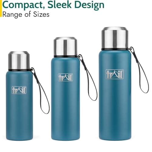 Trail Vacuum Flask with Strap, Camping & Travel, 1000ml, Teal — view 5