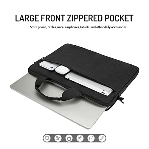 MicaYoung 14-15 Inch laptop Shoulder Messenger Bag Carrying Case Briefcase Slim Protective Computer Sleeve with Handle Strap Pocket for MacBook Acer ASUS HP Surface Dell Chromebook, Black — view 2