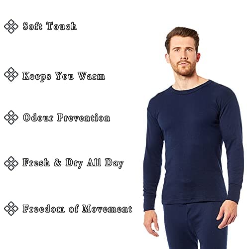 Heatwave® Pack of 2 Men's Thermal Long Sleeve Top, Warm Underwear Baselayer, S M L XL XXL Thermals, Small Navy — view 5