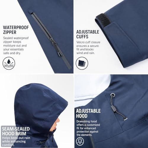 Women's 20000mm Waterproof Rain Jacket Lightweight Packable Hooded Raincoat — view 6