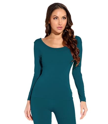 Mcilia Women's Ultrathin Thermal Modal Round Neck Baselayer Top