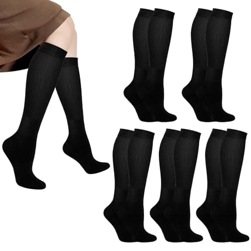 Colexy 6-Pack Compression Socks for Women & Men, Elastic Support Stockings, Graduated Support, Non-Slip, Breathable, Ideal for Running, Sports, Travel (Black, S/M, L/XL) — view 2