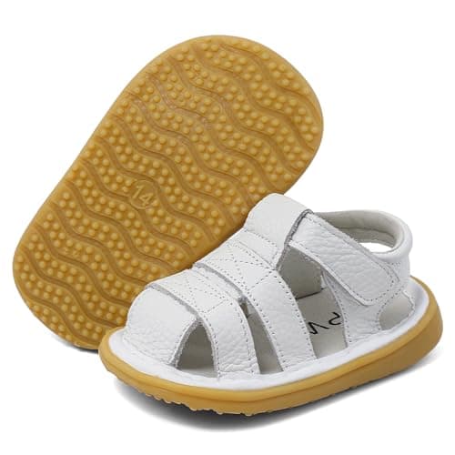 Cheerful Mario 0-3 Years Baby Boys Girls Sandals Toddler First Walking Shoes Summer Closed Toe Soft Sole White 3.5 UK Child — view 4