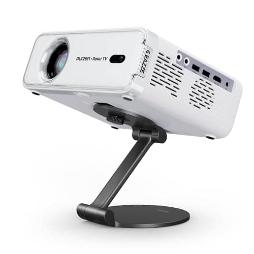 Aurzen Roku TV Smart Projector with Foldable Stand, 1080P FHD, Dolby Audio, Auto Focus & Keystone, Zoom, Movie Portable Outdoor Mini Projector