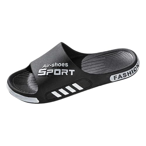 Men's Summer Slides Thick Soft Cushioned Sole Anti Slip Wear Resistant Outsole Odor Resistant Daily Wearing Travel & Vacation Friendly Reinforced Integrated Structure Effortless Slip On Style Black