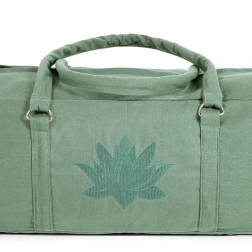 Yoga Studio Yoga Kit Bag | YKK Full Zipp Fastening Carrier Equipment Bag | Cotton Yoga & Pilates Unisex Mat Bag with Storage Pocket Compartments for Mats & Accessories | Fits Most Mat Sizes - S Green — view 4
