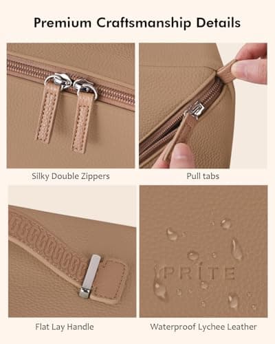 Prite 3 Pcs Travel Makeup Bag Set for Women with 2 Clear TPU Pouches, Brown — view 6
