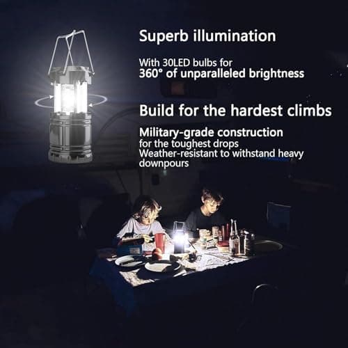 FRLONE Camping Lantern, 4 Pack Brightness Adjustable LED Camping Lights, Collapsible IPX4 Waterproof Survival Lanterns for Power Outages, Home Emergency, Camping, Hiking, Hurricane — view 4